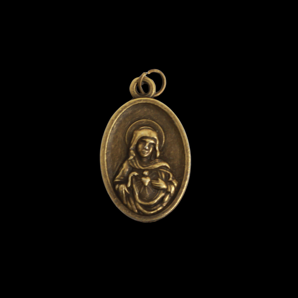 Immaculate Heart of Mary and Sacred Heart of Jesus Medal in Antiqued Bronze