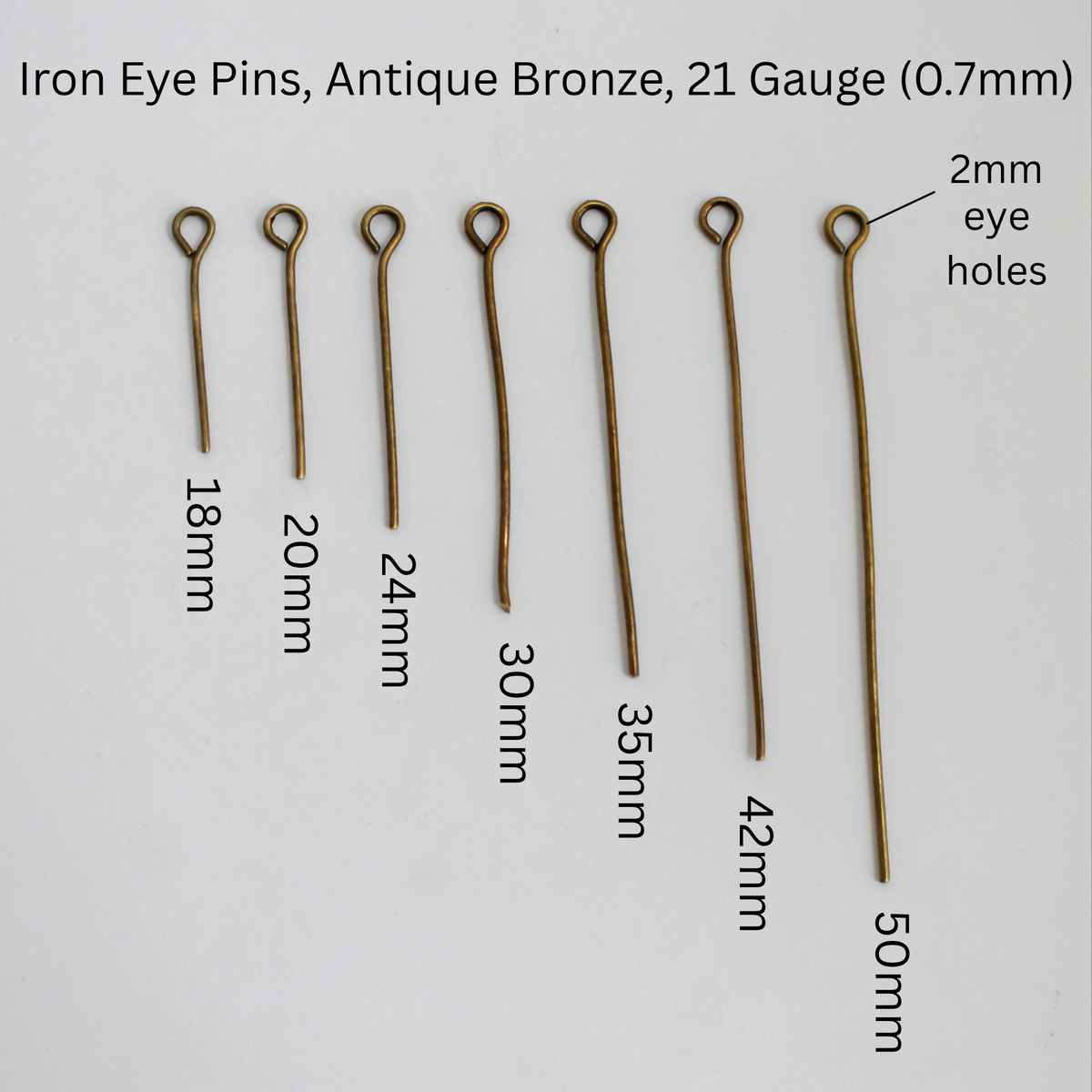 Antique Bronze Eye Pins 18-50mmx0.7mm (21 gauge) 100pcs each