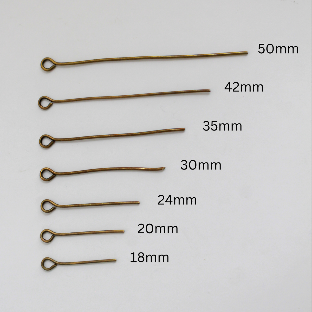 Antique Bronze Eye Pins 18-50mmx0.7mm (21 gauge) 100pcs each