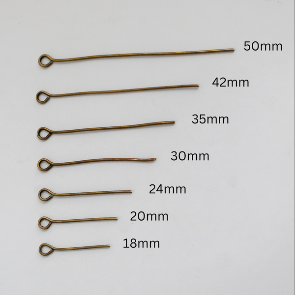 Antique Bronze Eye Pins 18-50mmx0.7mm (21 gauge) 100pcs each