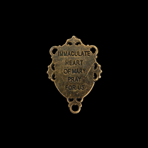 Bronze Tone Virgin Mary Rosary Centerpieces - Immaculate Heart of Mary Pray For Us 5pcs