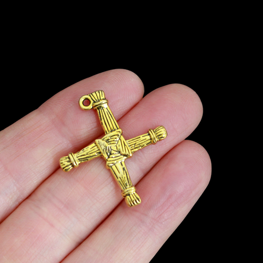Brigid's Cross Pendant Antique Gold Color 1-1/8" long
