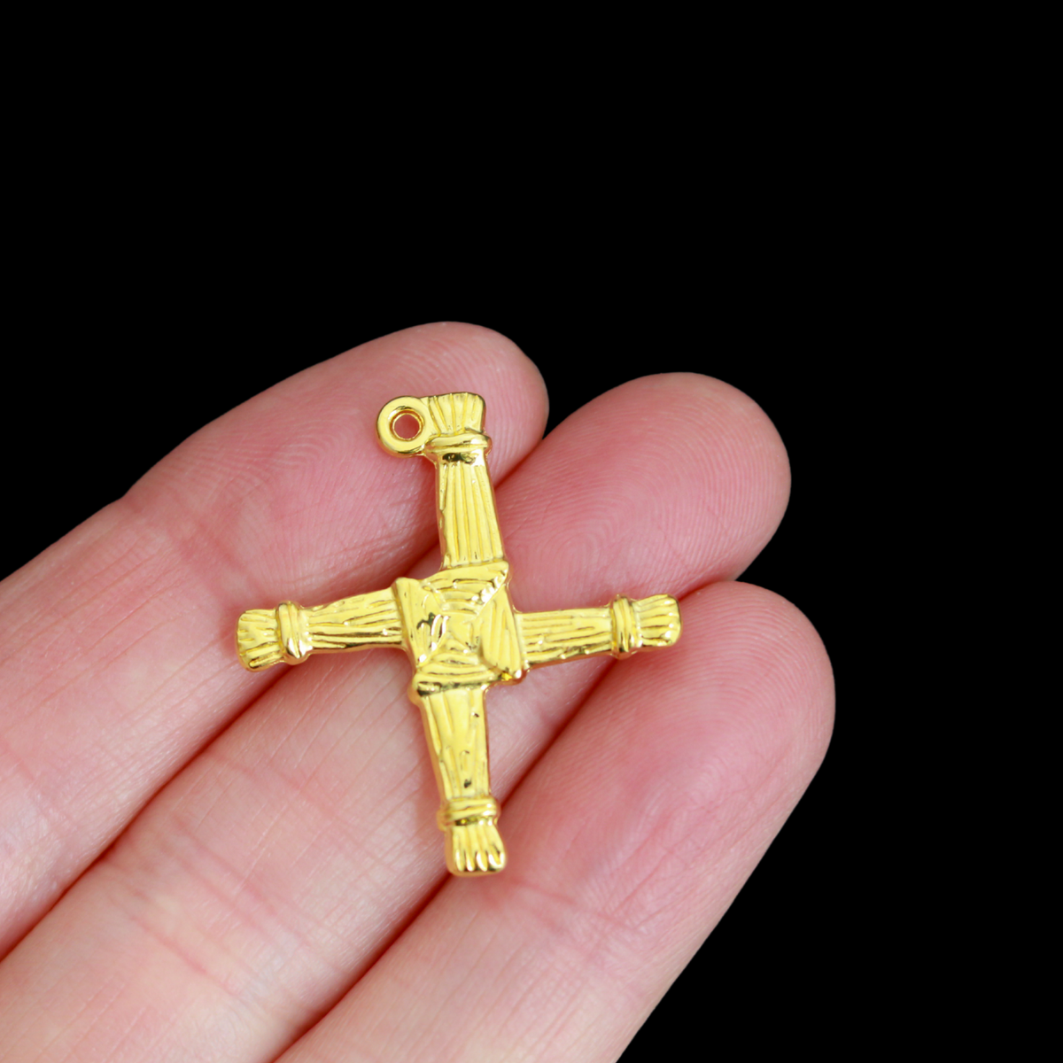 Brigid's Cross Pendant Shiny Gold Color 1-1/8" long