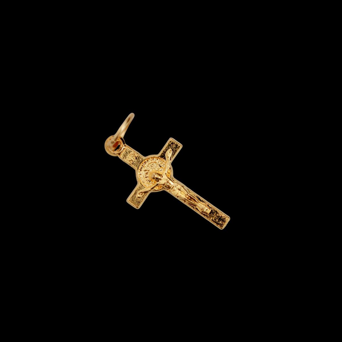 Small Gold Saint Benedict Crucifix Cross 7/8 inches Long
