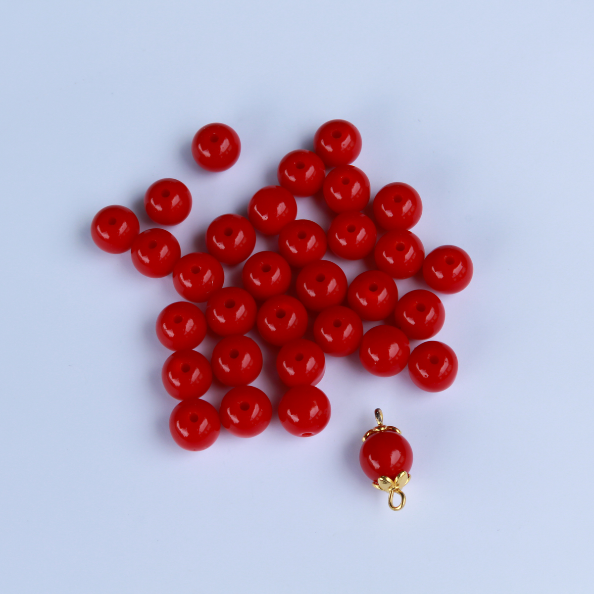 Blood Red Glass Beads - Opaque Smooth Round Prayer Beads for Rosaries - 60pcs