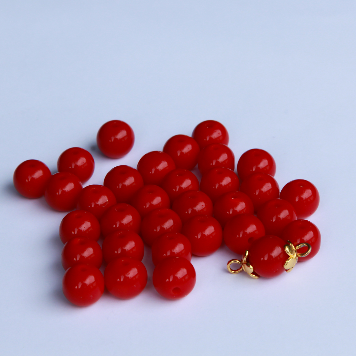 Blood Red Glass Beads - Opaque Smooth Round Prayer Beads for Rosaries - 60pcs