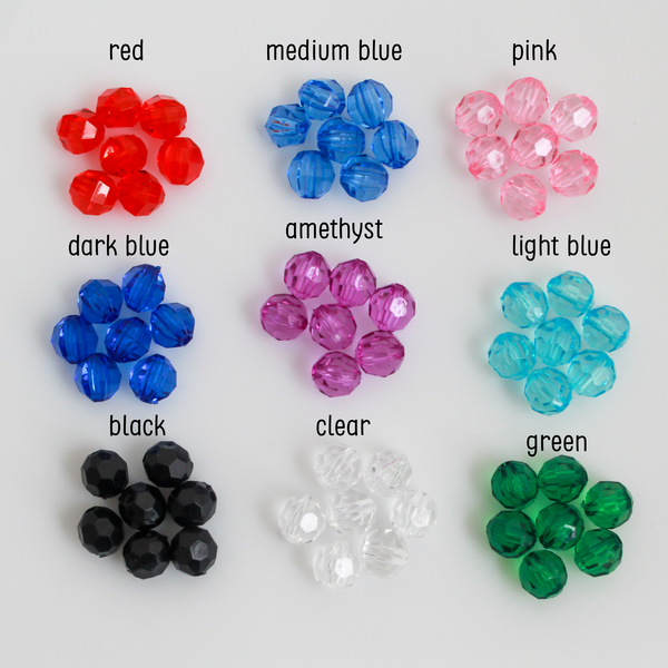 Transparent Acrylic Round Faceted Beads Available in 6mm or 8mm, 100pcs - 9 Color Choices
