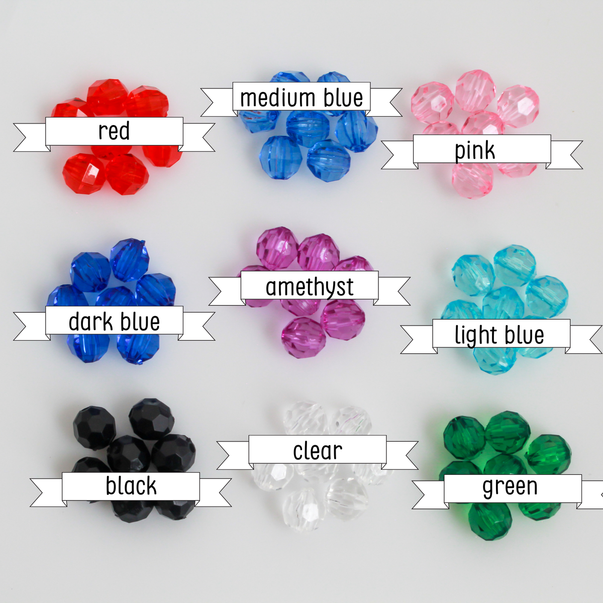 Transparent Acrylic Round Faceted Beads Available in 6mm or 8mm, 100pcs - 9 Color Choices
