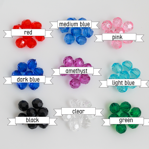 Transparent Acrylic Round Faceted Beads Available in 6mm or 8mm, 100pcs - 9 Color Choices