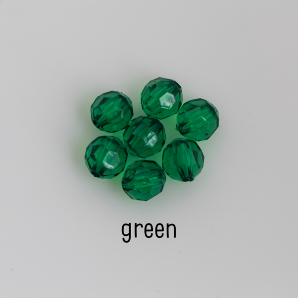 Transparent Acrylic Round Faceted Beads Available in 6mm or 8mm, 100pcs - 9 Color Choices