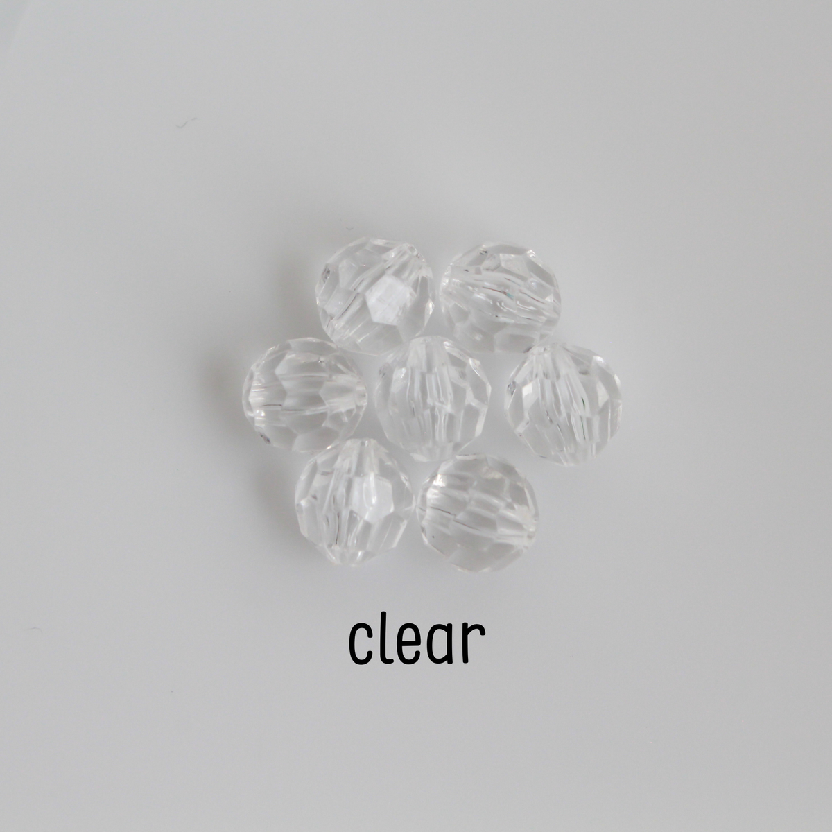 Transparent Acrylic Round Faceted Beads Available in 6mm or 8mm, 100pcs - 9 Color Choices