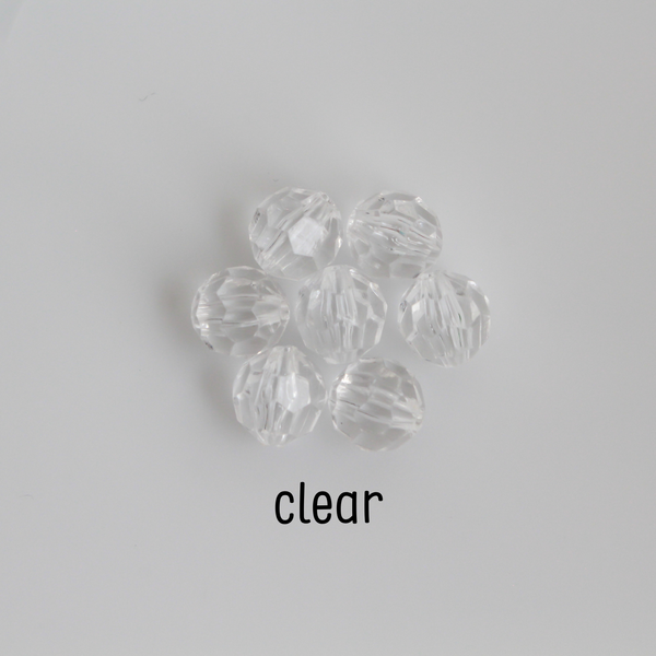 Transparent Acrylic Round Faceted Beads Available in 6mm or 8mm, 100pcs - 9 Color Choices
