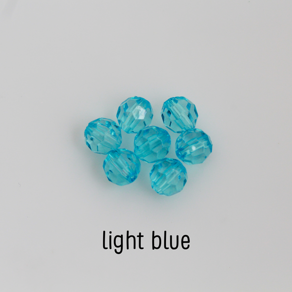 Transparent Acrylic Round Faceted Beads Available in 6mm or 8mm, 100pcs - 9 Color Choices