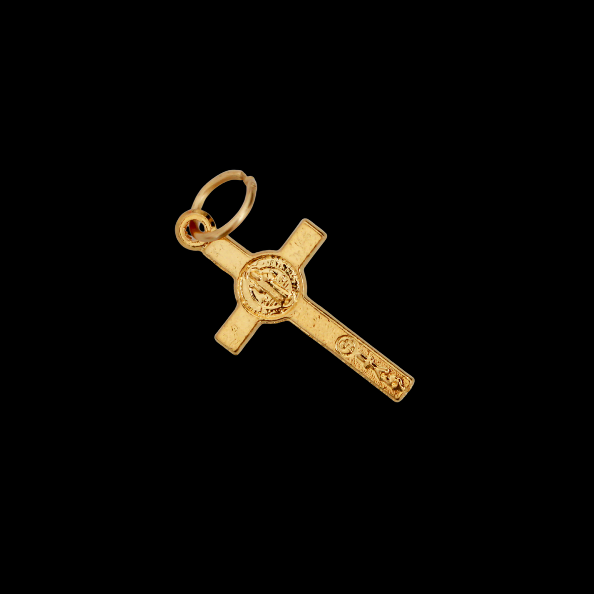 Small Gold Saint Benedict Crucifix Cross 7/8 inches Long