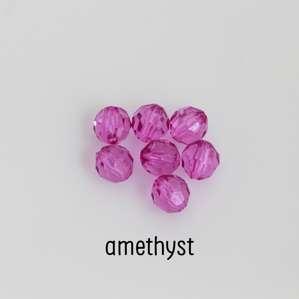 Transparent Acrylic Round Faceted Beads Available in 6mm or 8mm, 100pcs - 9 Color Choices
