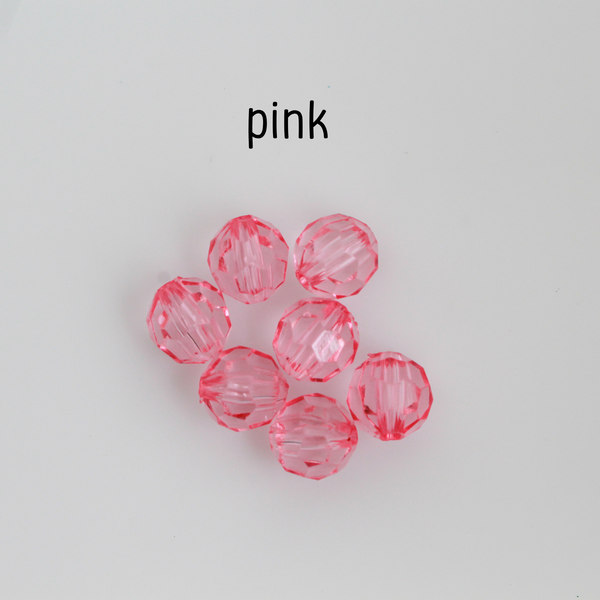 Transparent Acrylic Round Faceted Beads Available in 6mm or 8mm, 100pcs - 9 Color Choices
