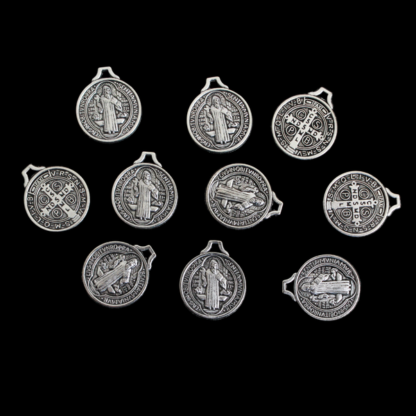 Saint Benedict Charms Sold in Packs of Ten in Your Choice of Antique Silver or Bronze