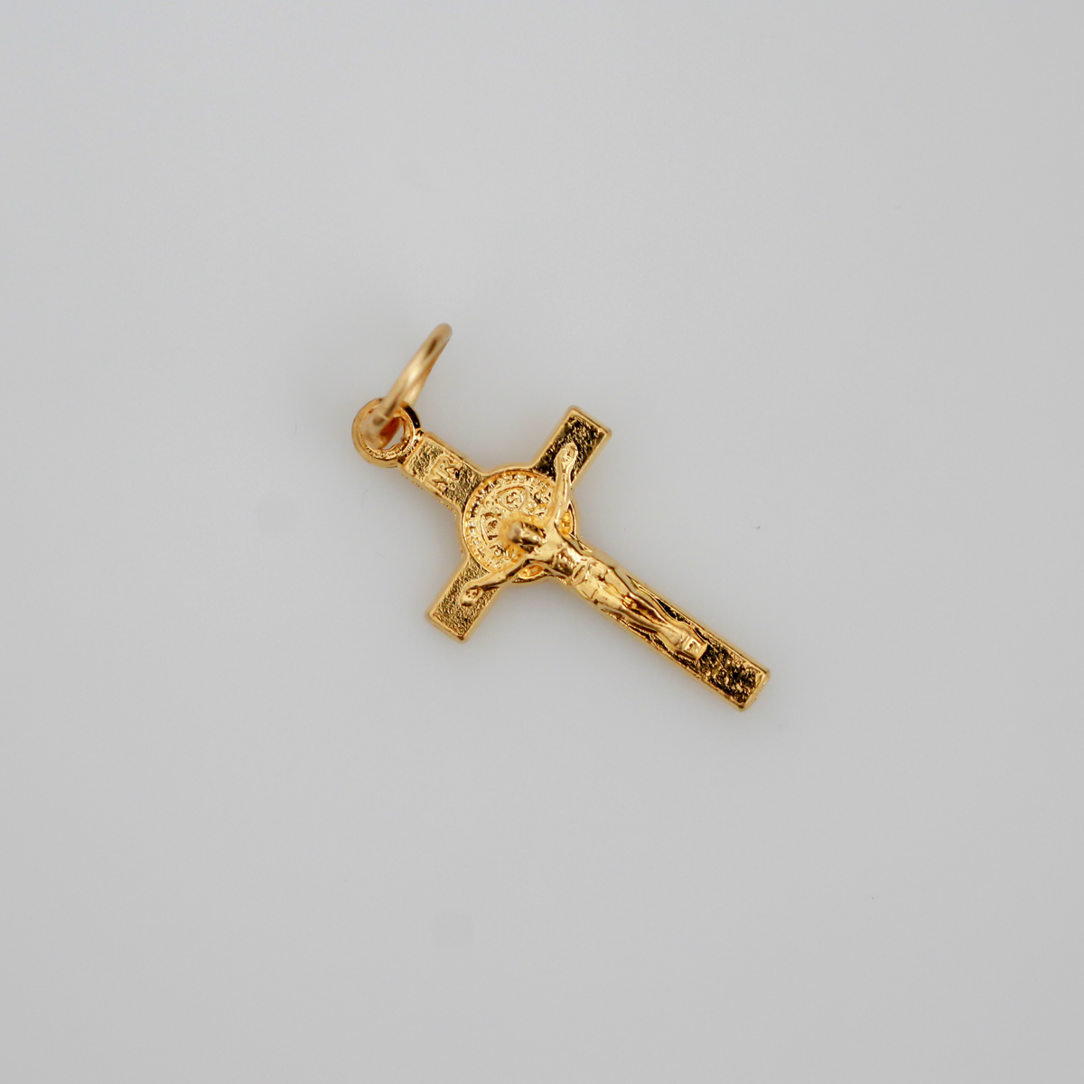 Small Gold Saint Benedict Crucifix Cross 7/8 inches Long