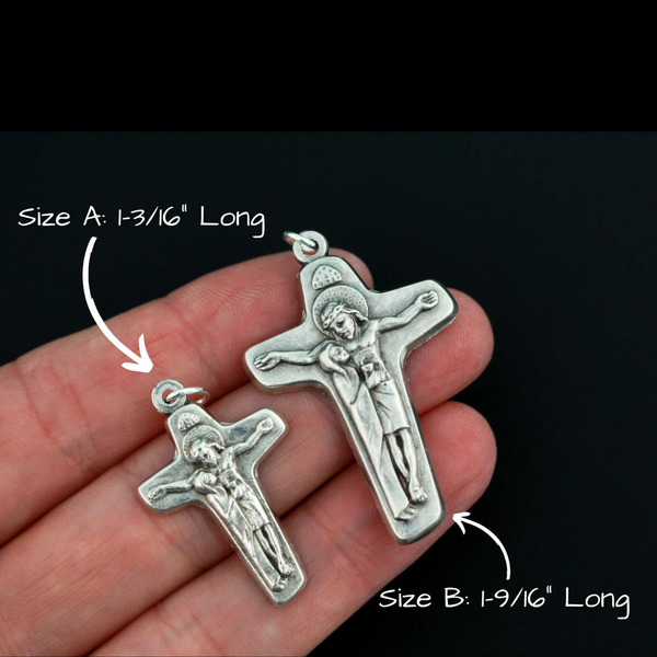 Mary at the side of Jesus Crucifix Pendant - Unity Cross of Schoenstatt, Made in Italy
