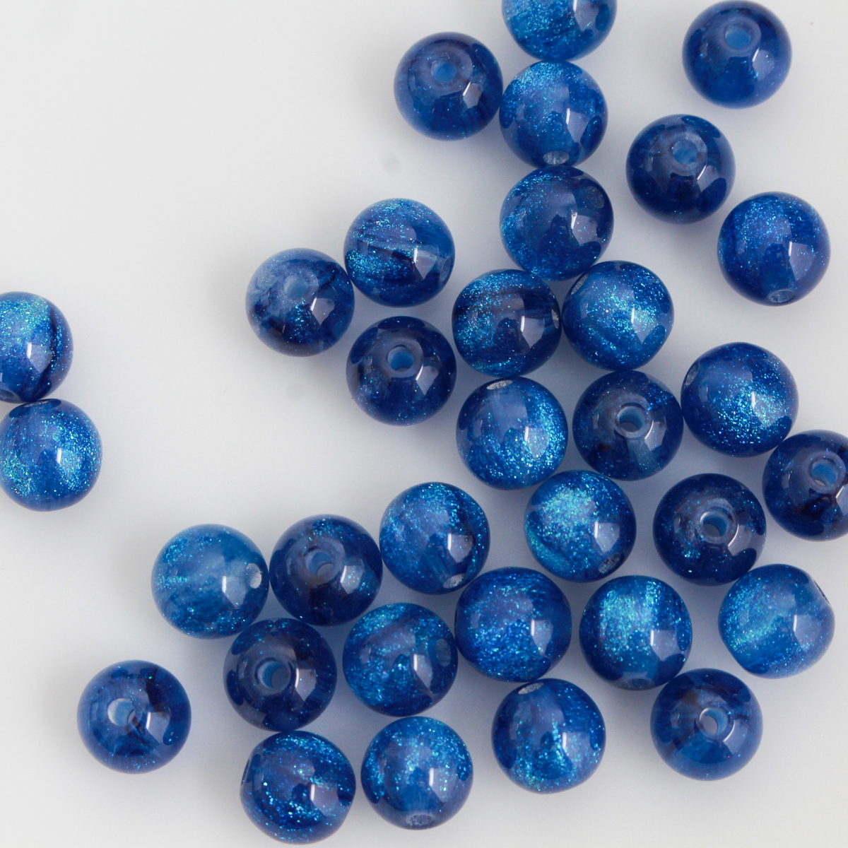Starry Sky Rosary Beads – 8mm Round Blue Glitter Acrylic Beads, 60pcs