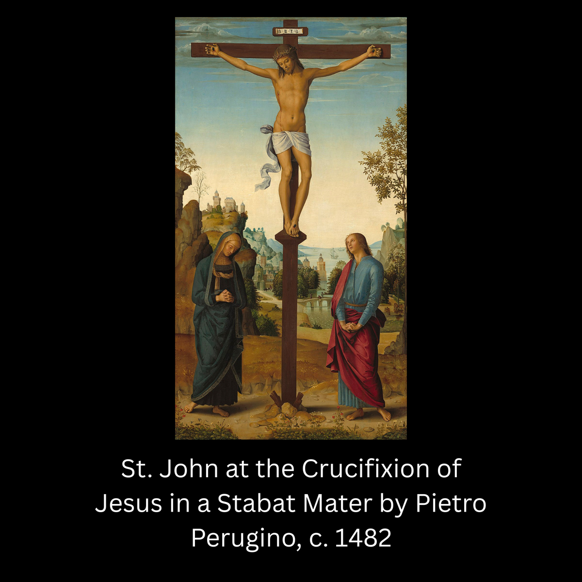 Large Ornate Rosary Crucifix - The Virgin Mary & John the Apostle in a Stabat Mater - John 19:26 Woman, Behold Your Son
