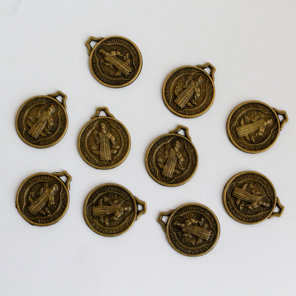 Saint Benedict Charms Sold in Packs of Ten in Your Choice of Antique Silver or Bronze