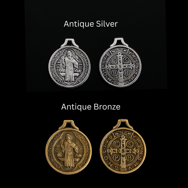 Saint Benedict Charms Sold in Packs of Ten in Your Choice of Antique Silver or Bronze