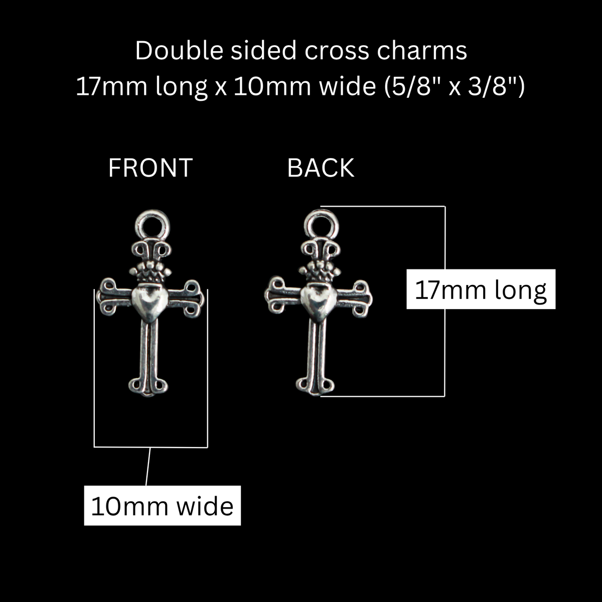 Silver Gothic Cloverleaf Cross Charms 12mm x 9mm, 25pcs
