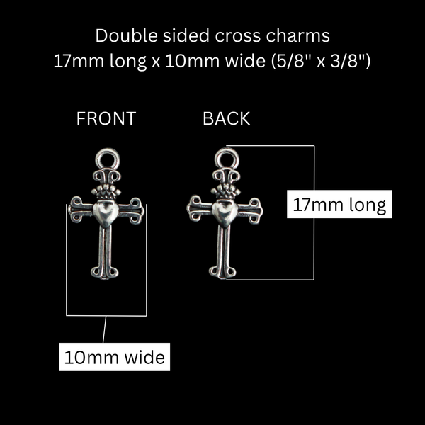 Silver Gothic Cloverleaf Cross Charms 12mm x 9mm, 25pcs