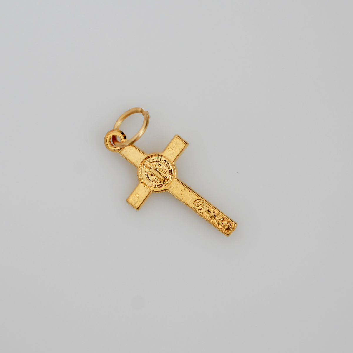 Small Gold Saint Benedict Crucifix Cross 7/8 inches Long