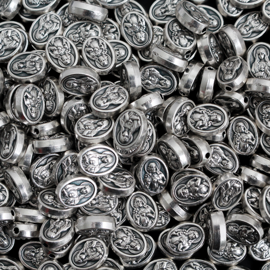 Sacred Heart of Jesus Immaculate Heart of Mary Metal Beads, 9.5mm x 7mm - 60pcs