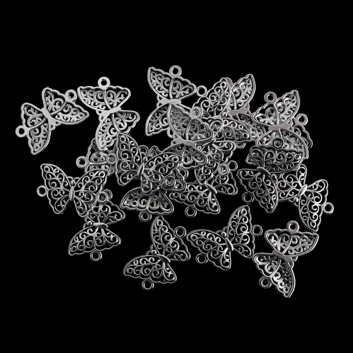 Antique Silver Butterfly Connector Links - Symbol of Life and Resurrection 21mm wide, 20pcs