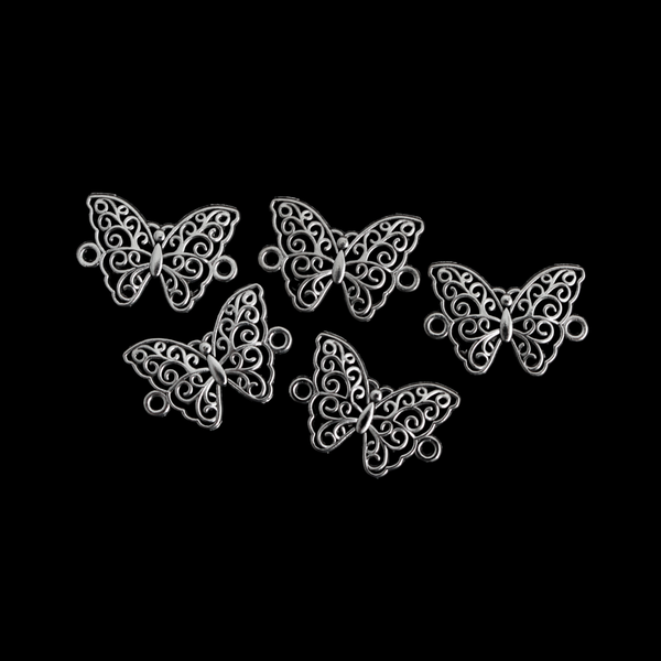 Antique Silver Butterfly Connector Links - Symbol of Life and Resurrection 21mm wide, 20pcs