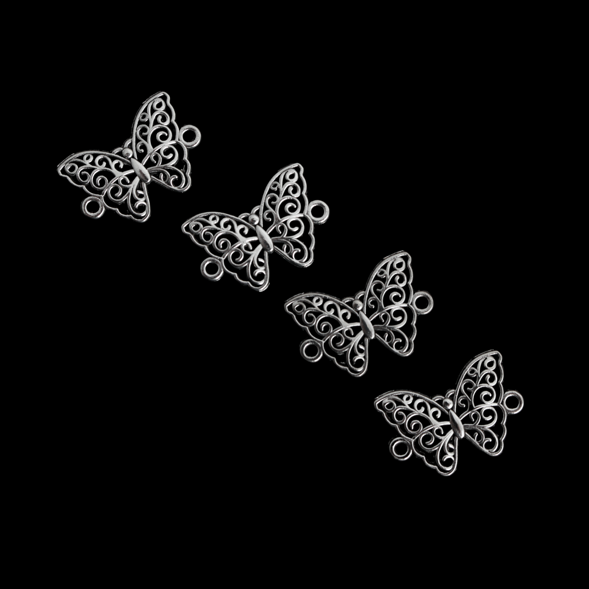 Antique Silver Butterfly Connector Links - Symbol of Life and Resurrection 21mm wide, 20pcs
