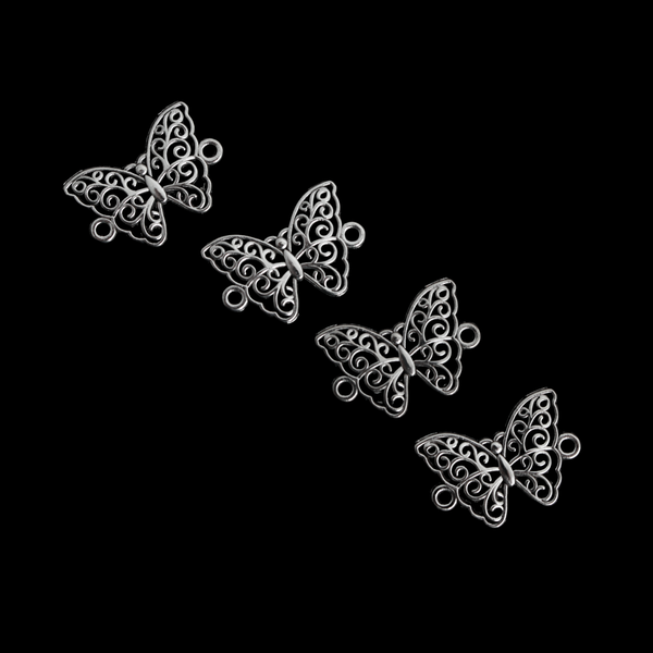 Antique Silver Butterfly Connector Links - Symbol of Life and Resurrection 21mm wide, 20pcs