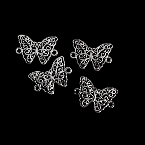 Antique Silver Butterfly Connector Links - Symbol of Life and Resurrection 21mm wide, 20pcs
