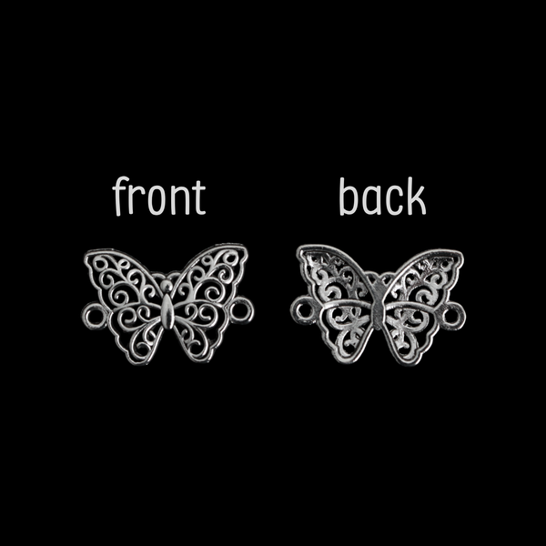 Antique Silver Butterfly Connector Links - Symbol of Life and Resurrection 21mm wide, 20pcs