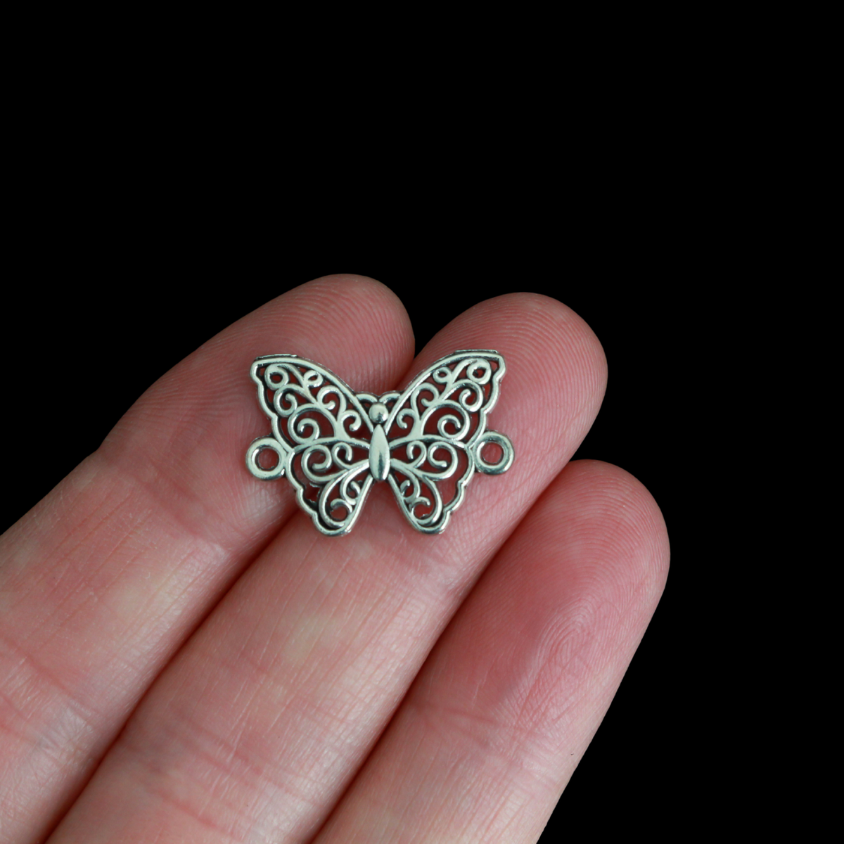 Antique Silver Butterfly Connector Links - Symbol of Life and Resurrection 21mm wide, 20pcs