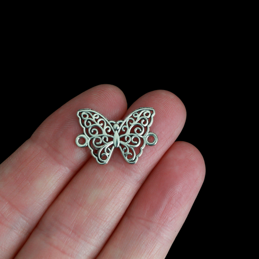 Antique Silver Butterfly Connector Links - Symbol of Life and Resurrection 21mm wide, 20pcs