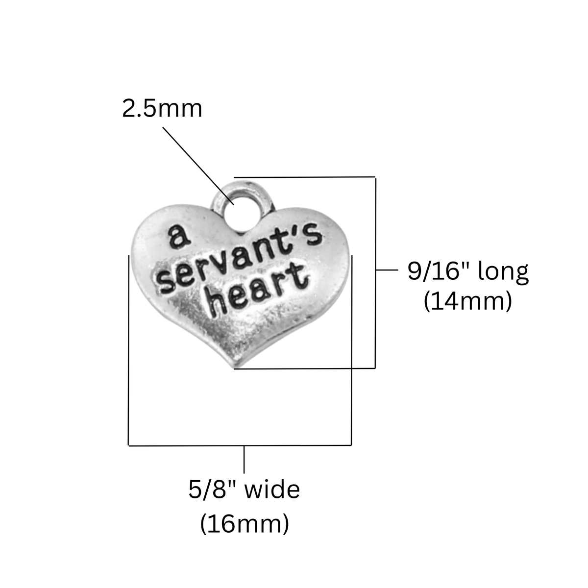 A Servant's Heart Charm, 10pcs Double Sided - 16mmx14mm