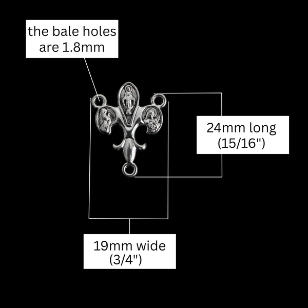 FIAT Rosary Centerpiece 3 Loop Chandelier Connectors 24x19mm, 25pcs