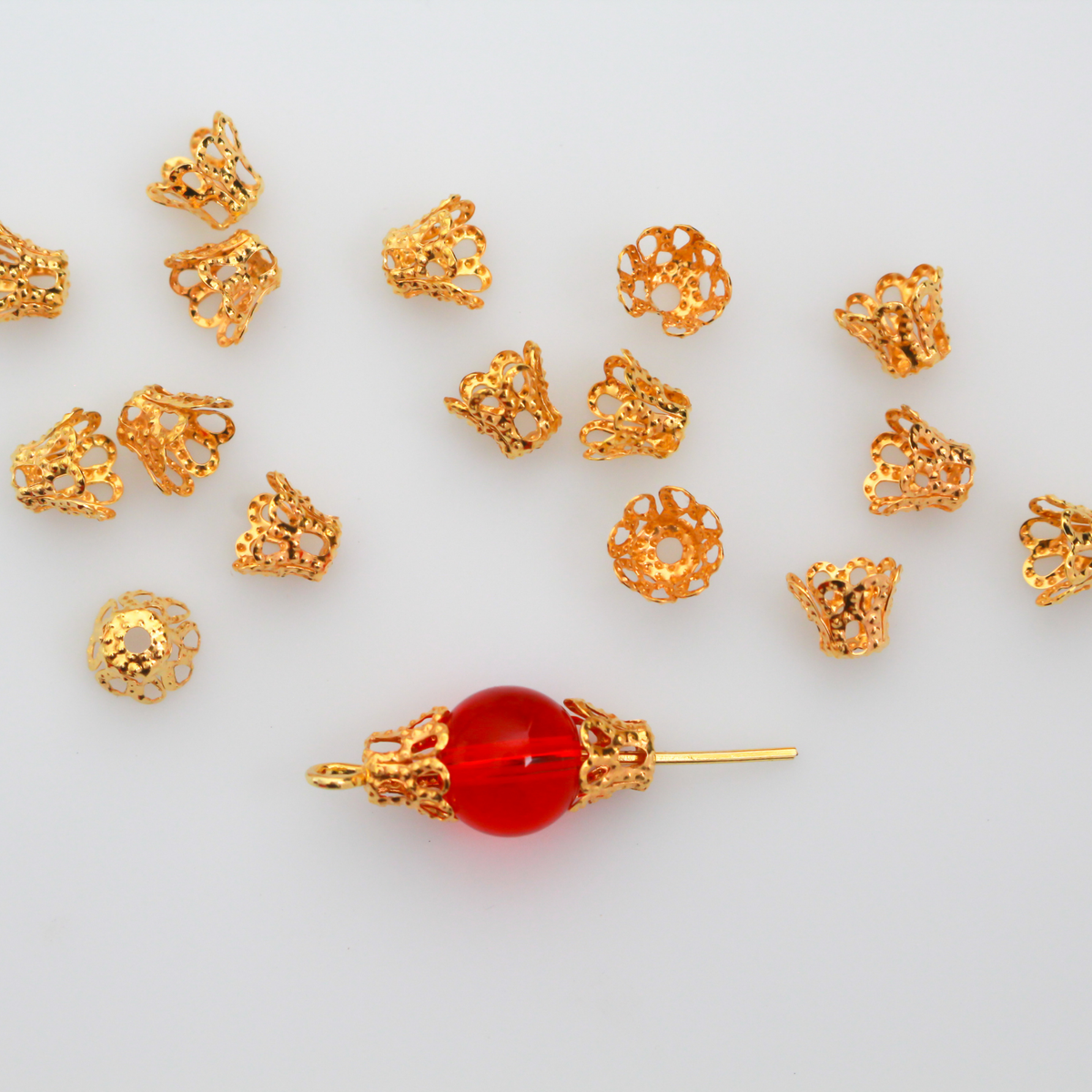 Golden Filigree Bead Cap Cups 6mm in diameter x 5mm long (Fit beads 6 - 8mm), 120pcs
