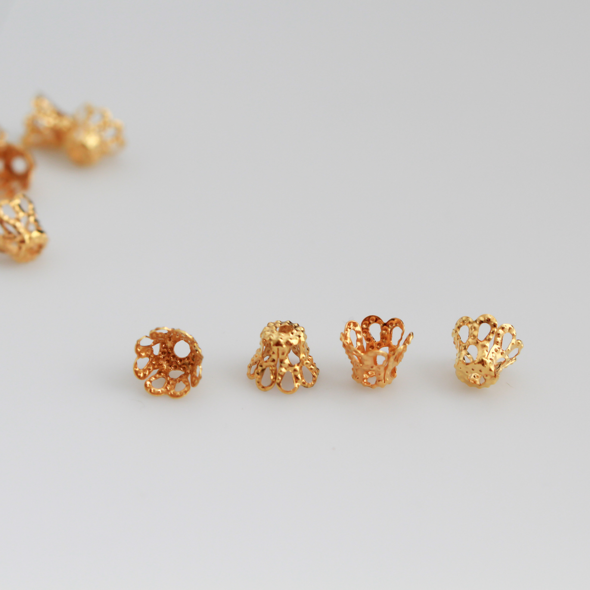 Golden Filigree Bead Cap Cups 6mm in diameter x 5mm long (Fit beads 6 - 8mm), 120pcs