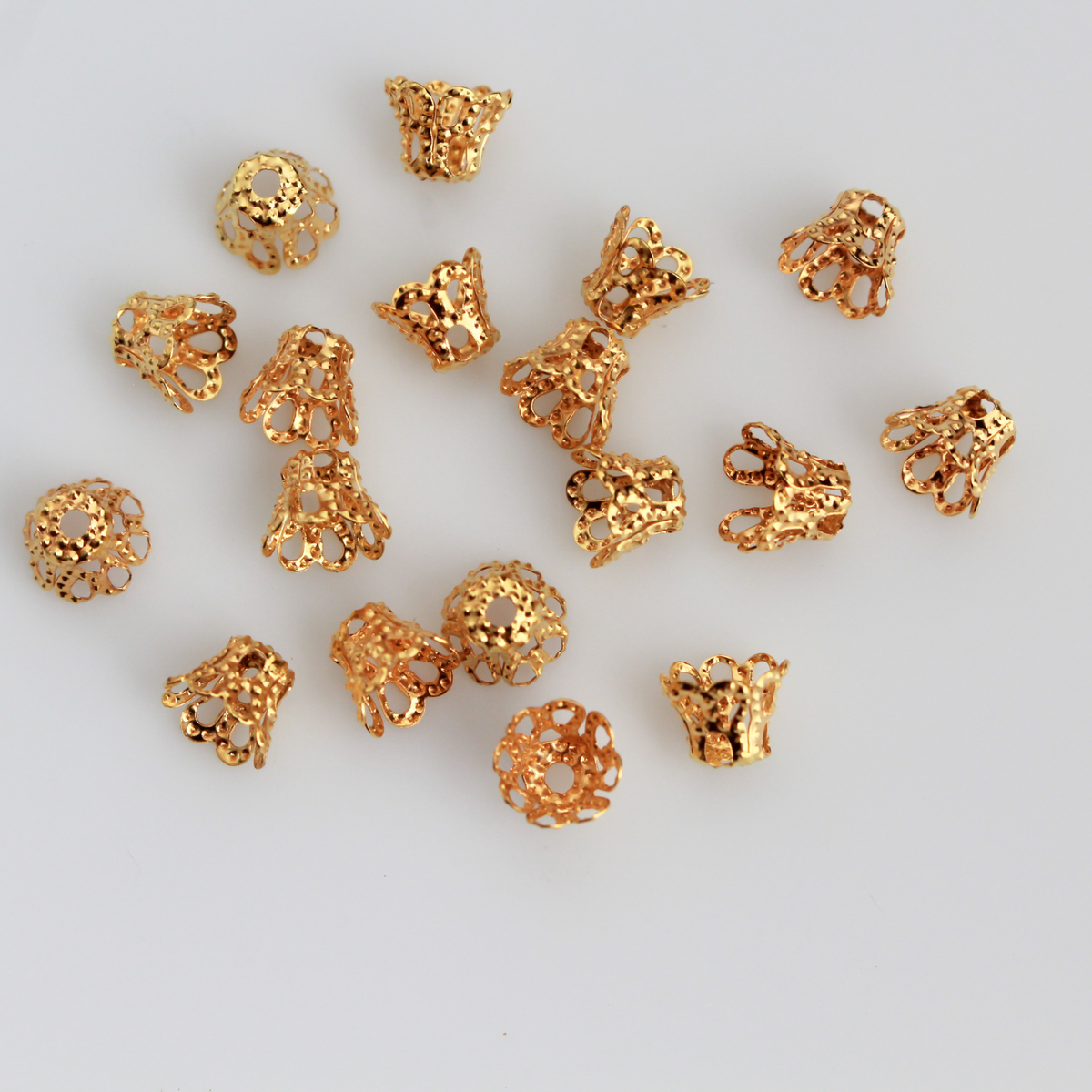 Golden Filigree Bead Cap Cups 6mm in diameter x 5mm long (Fit beads 6 - 8mm), 120pcs