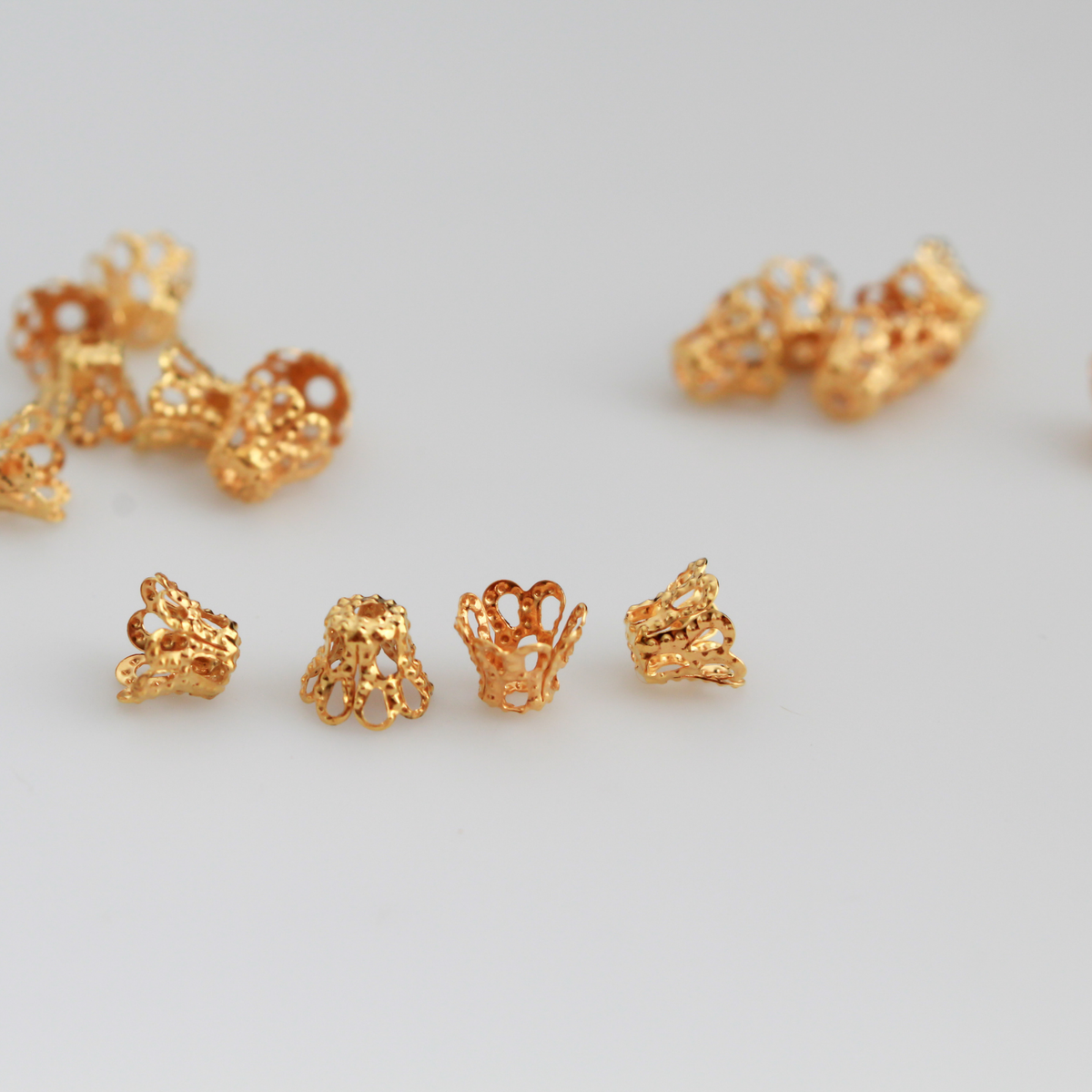 Golden Filigree Bead Cap Cups 6mm in diameter x 5mm long (Fit beads 6 - 8mm), 120pcs