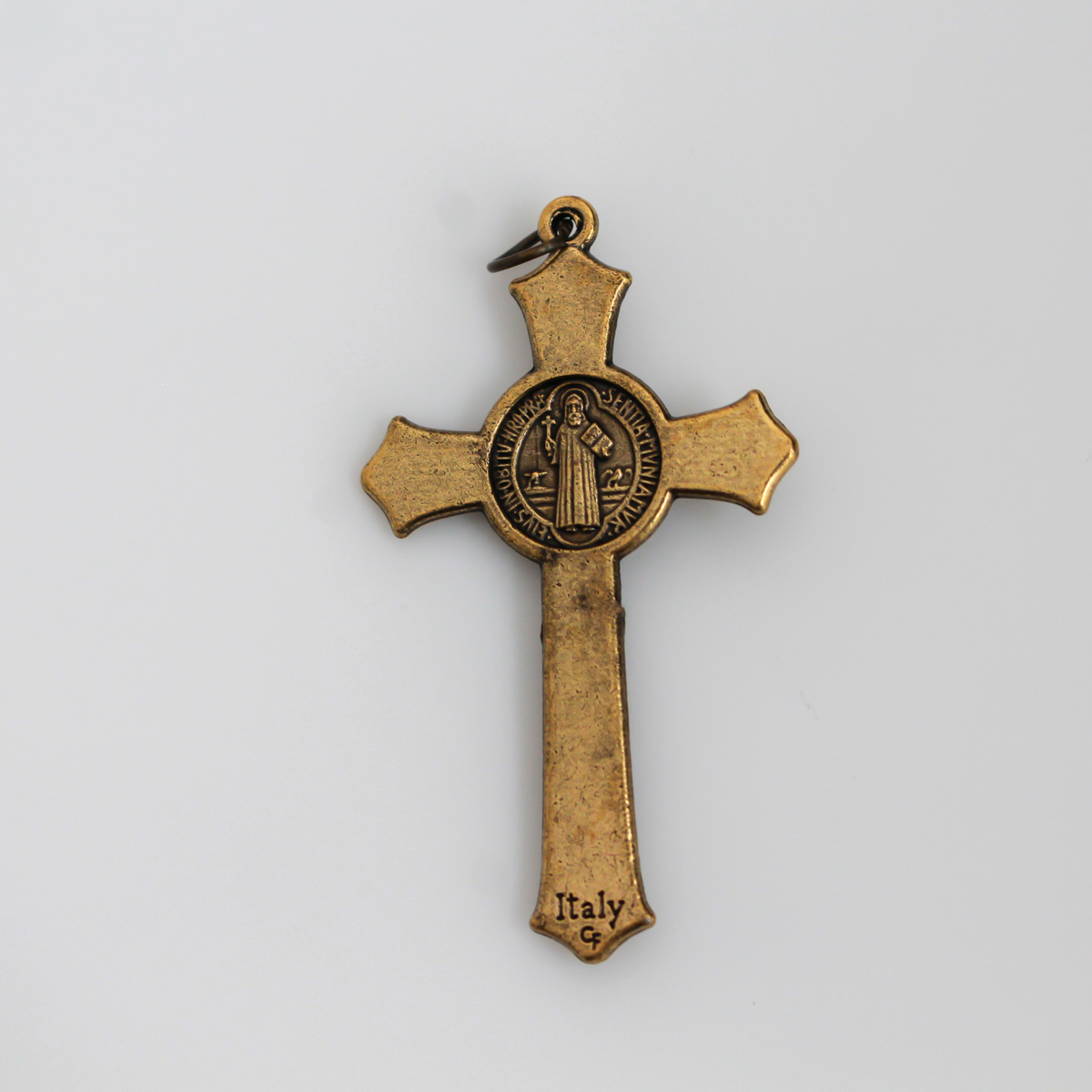 Bronze St. Benedict Rosary Crucifix Cross with Flared Edges 2-1/8" Long