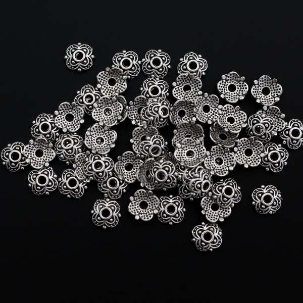 Ornate Flower Bead Caps 7mm in diameter (Fit beads 6mm - 10mm) Zinc Alloy - 120pcs