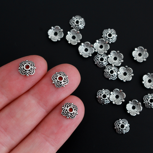 Ornate Flower Bead Caps 7mm in diameter (Fit beads 6mm - 10mm) Zinc Alloy - 120pcs