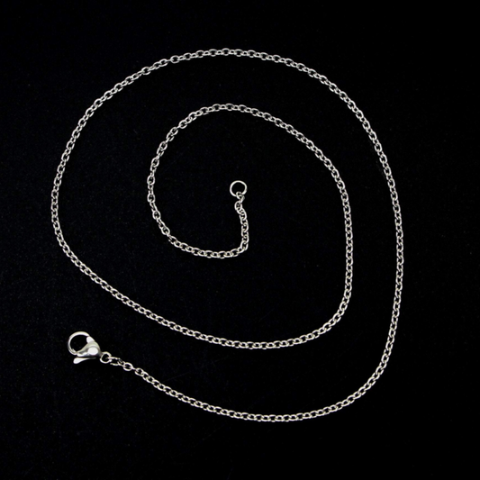 Stainless Steel Link Cable Chain Necklace 14" long with, young adult size