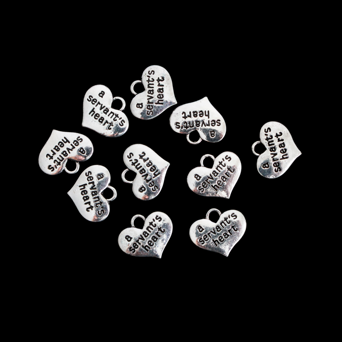A Servant's Heart Charm, 10pcs Double Sided - 16mmx14mm